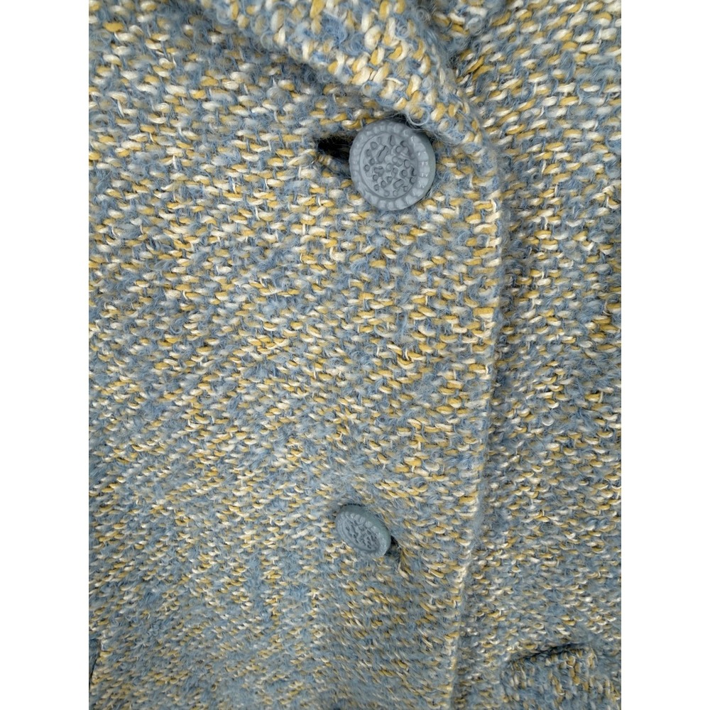 Vintage 50s 60s Glenbrooke Wool Tweed Blue Yellow ILGWU Union Swing Car Coat - Picture 3 of 15